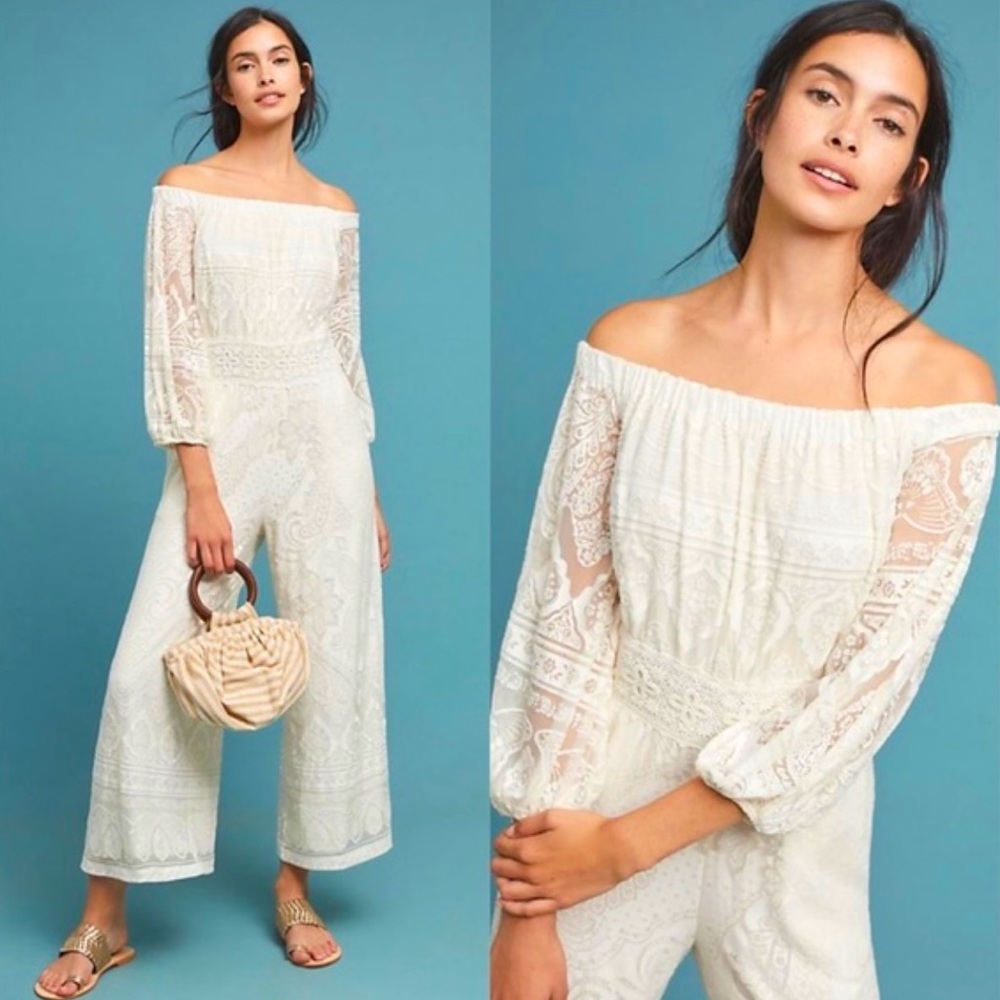 Anthro Farm Rio Elliot Off-the-Shoulder Jumpsuit